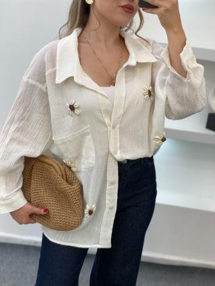 Perry Açık Bej Deniz Kabuklu Gömlek 