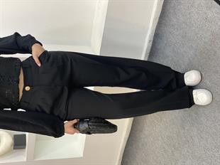 Perry Marka Arka Beli Lastikli Gold Düğmeli Palazzo Pantolon