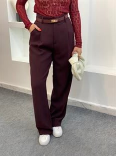 Perry Marka Bordo Premium Tok Dokulu  Palazzo Pantolon
