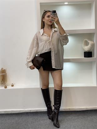 Perry Marka Kahve Çizgili Gömlek 