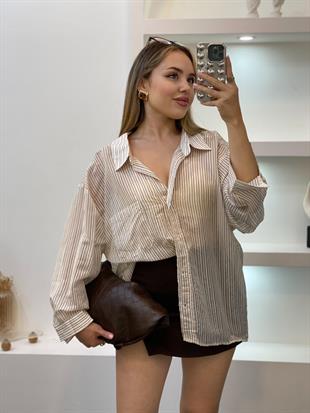 Perry Marka Kahve Çizgili Gömlek 