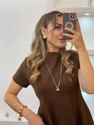 Perry Marka Kahve Volanlı Elbise