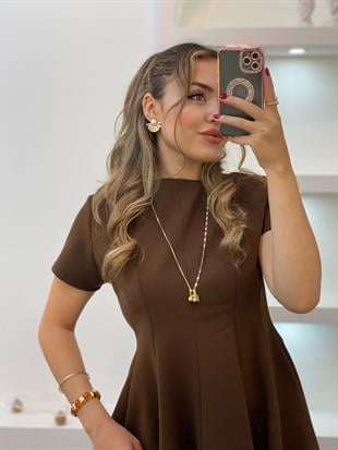 Perry Marka Kahve Volanlı Elbise