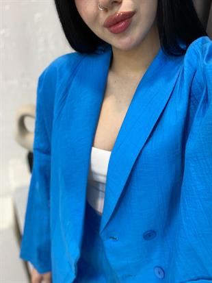 Perry Marka Mavi Ceket Palazzo Pantolon Takım