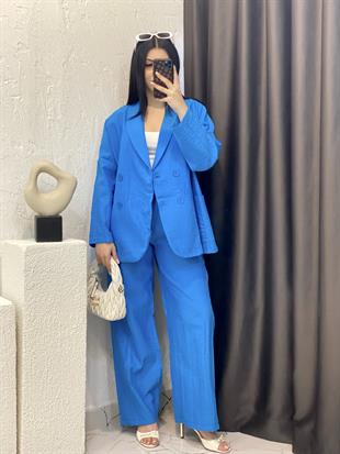 Perry Marka Mavi Ceket Palazzo Pantolon Takım