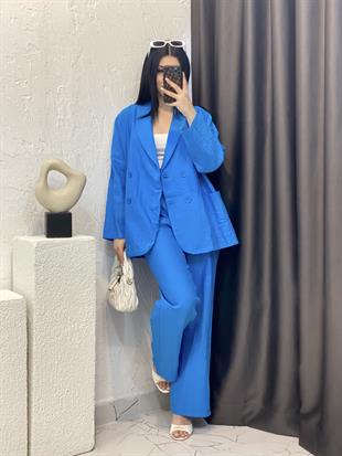 Perry Marka Mavi Ceket Palazzo Pantolon Takım