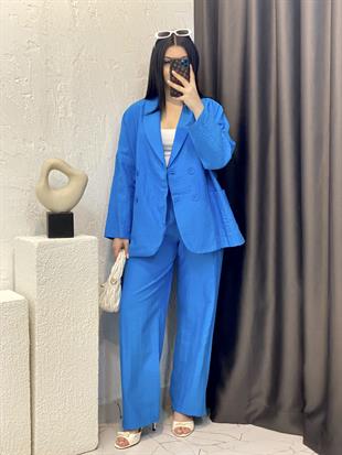 Perry Marka Mavi Ceket Palazzo Pantolon Takım