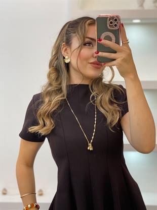 Perry Marka Mürdüm Renk Volanlı Elbise