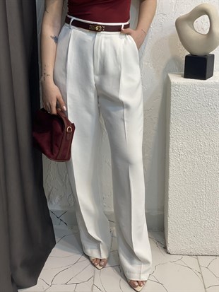 Perry Marka Premium Tok Dokulu Beyaz Palazzo Pantolon 