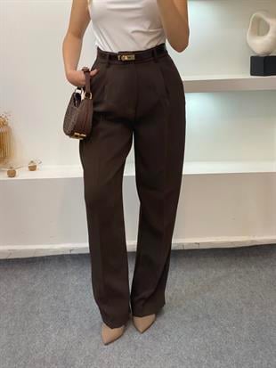 Perry Marka Premium Tok Dokulu Kahve Palazzo Pantolon