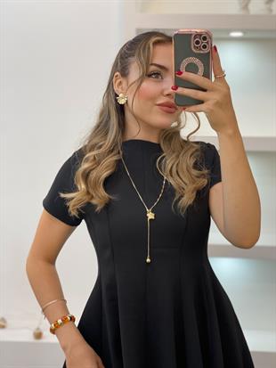 Perry Marka Siyah Volanlı Elbise