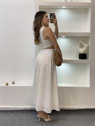 Premium Kalite Beyaz Kloş Etek Fisto Takım