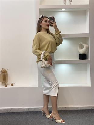 Q Marka Gold Sim Dokulu Triko Bluz