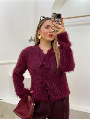 Q Marka Lüx Kalite Bordo Yumoş Dokulu Hırka 