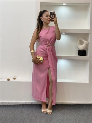 Q Marka Pembe Beli Mini Dekolteli Elbise