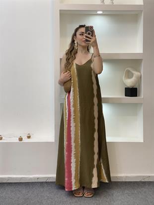 Renkli İp Askılı Elbise