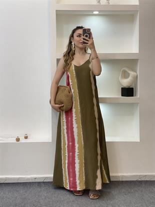 Renkli İp Askılı Elbise