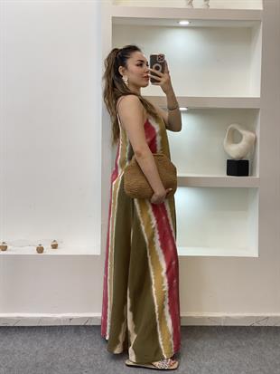 Renkli İp Askılı Elbise