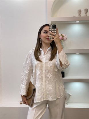 Robin Marka Çiçek Kabartmalı Gömlek 