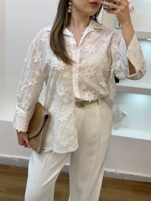 Robin Marka Çiçek Kabartmalı Gömlek 