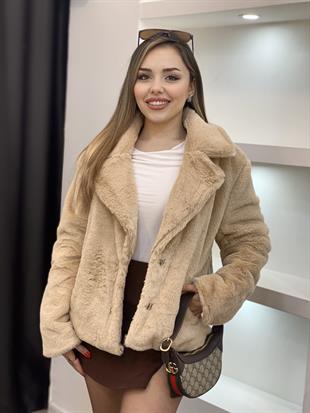 Robin Marka Kruvaze Yaka Camel Kürk Mont