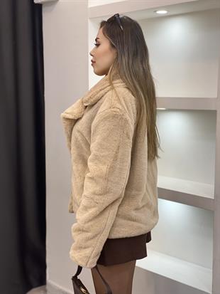 Robin Marka Kruvaze Yaka Camel Kürk Mont