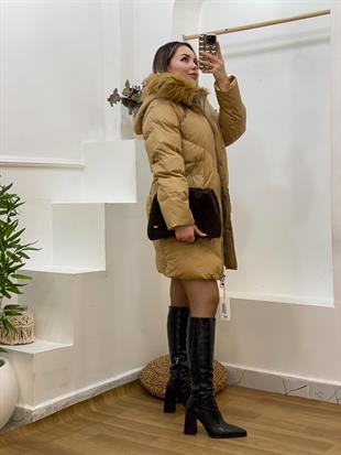 Robin Marka Lüx Kalite Kürk Kapşonlu Mont