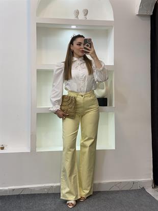 Sarı Yüksek Bel Straight Jean 