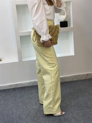 Sarı Yüksek Bel Straight Jean 