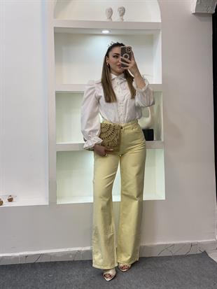 Sarı Yüksek Bel Straight Jean 