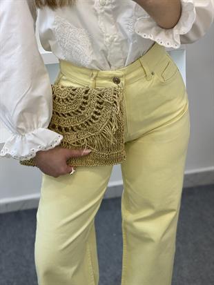 Sarı Yüksek Bel Straight Jean 