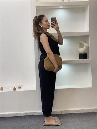 Siyah Bluz Pantolon Tensel Takım