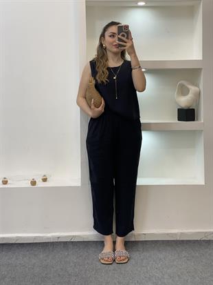 Siyah Bluz Pantolon Tensel Takım
