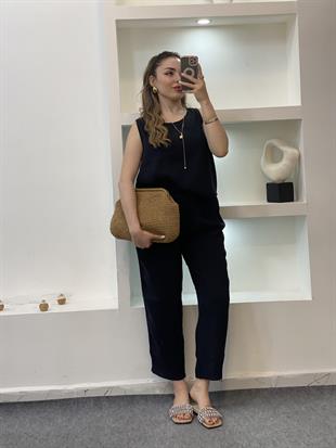Siyah Bluz Pantolon Tensel Takım
