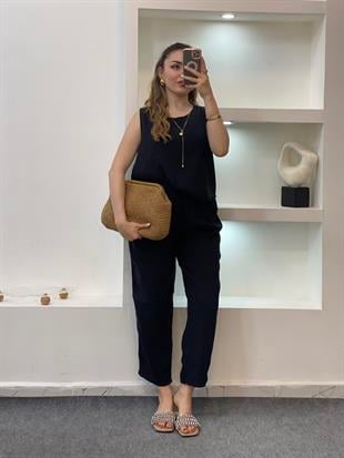 Siyah Bluz Pantolon Tensel Takım