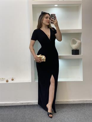 Siyah Burgu Detaylı Sandy Elbise