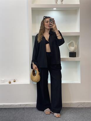 Siyah Çizgi Dokulu Gömlek 