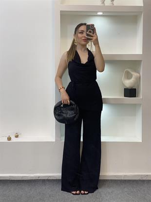 Siyah Degaje Yaka Bürümcük Takım