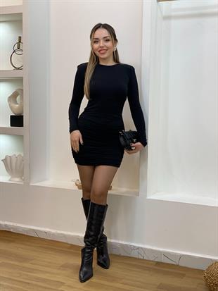 Siyah Drapeli Elbise