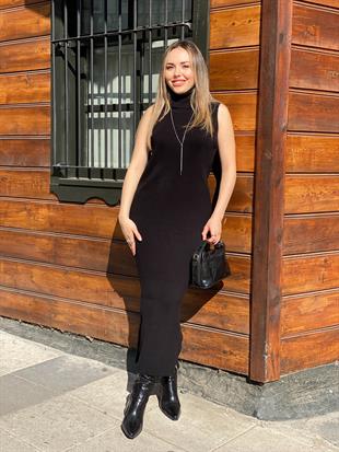 Siyah Elbise Hırka Triko Takım