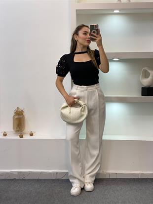 Siyah Fisto Kol Önü Pencereli Model Triko