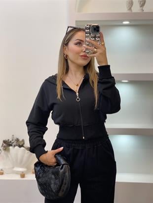 Siyah Kapşonlu Model Eşofman Takım