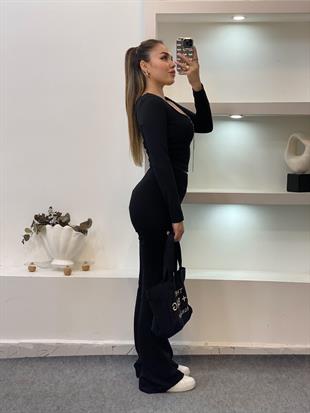 Siyah Kaşkorse Kemer Pantolon 