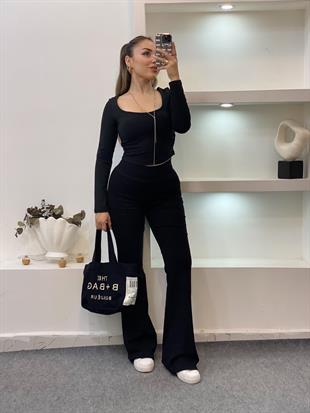 Siyah Kaşkorse Kemer Pantolon 