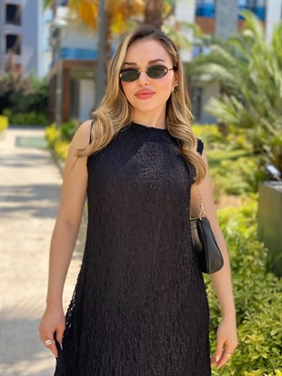Siyah Likralı Dantel Elbise