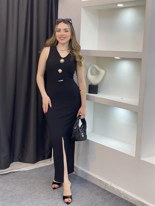 Siyah Likralı Güneş Elbise