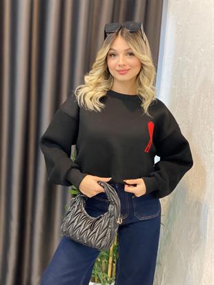 Siyah Marka Amblemli Sweatshirt 