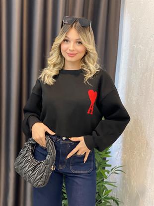 Siyah Marka Amblemli Sweatshirt 