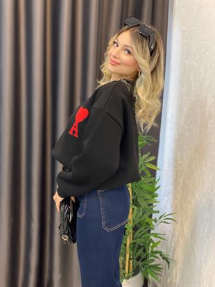 Siyah Marka Amblemli Sweatshirt 