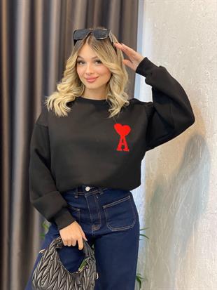 Siyah Marka Amblemli Sweatshirt 